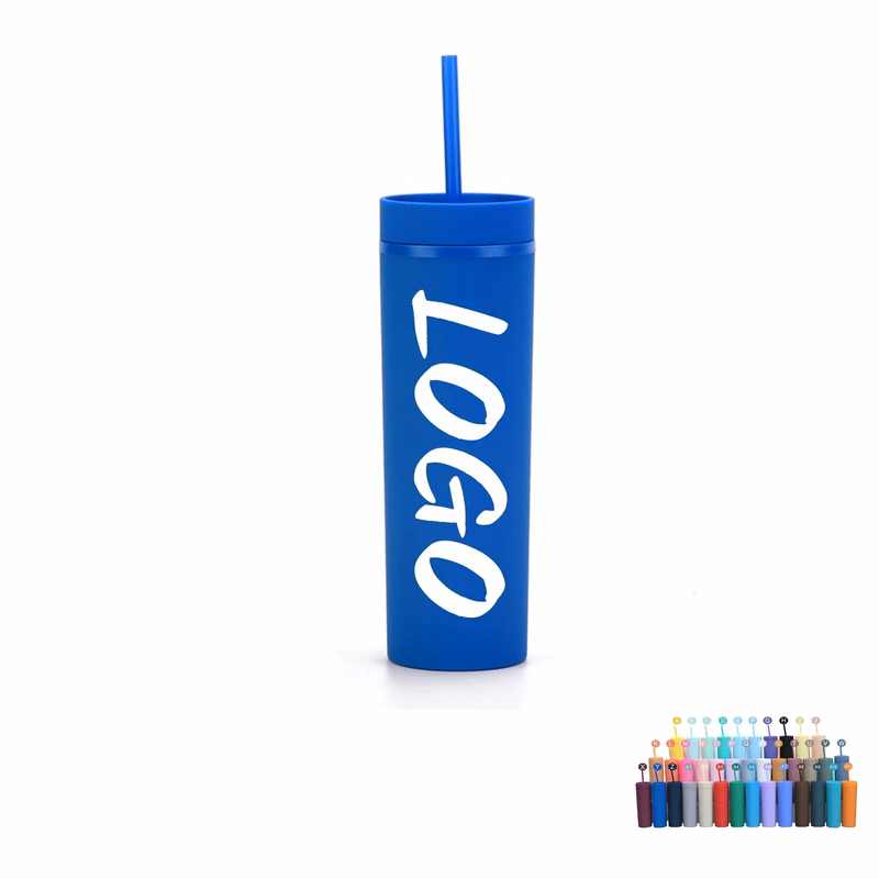 16 oz Double Wall Plastic Straw Cup