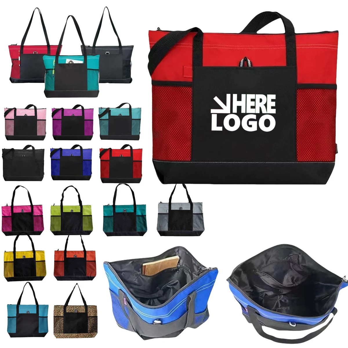 600D Zippered Tote Bag 1