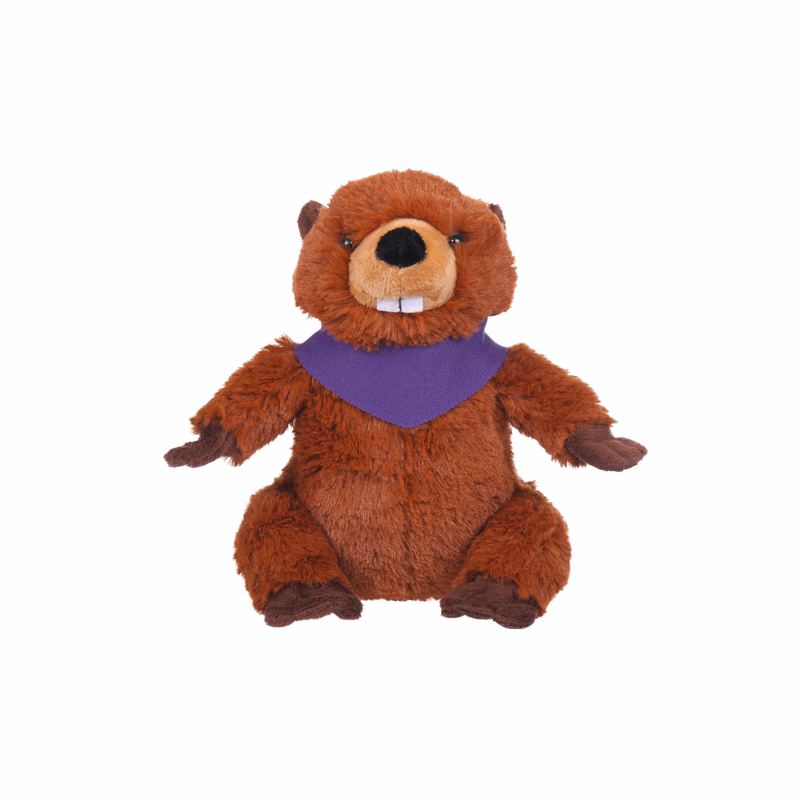 Soft Plush Sitting Beaver wearing a Bandana