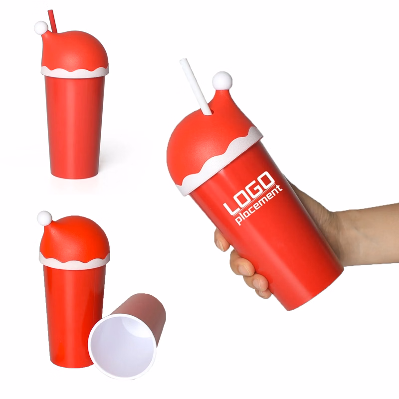 Customized Christmas hat plastic cup