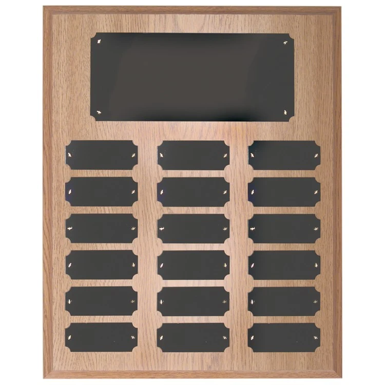 18 Plate Oak Finish Perpetual Plaques 1