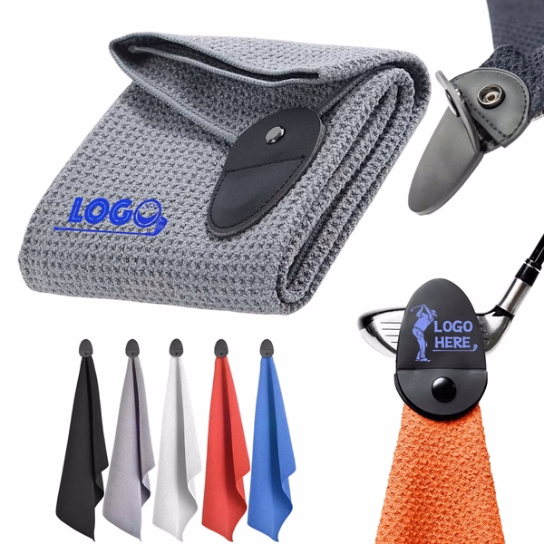 MOQ50 Custom Magnetic Clip Golf Towel