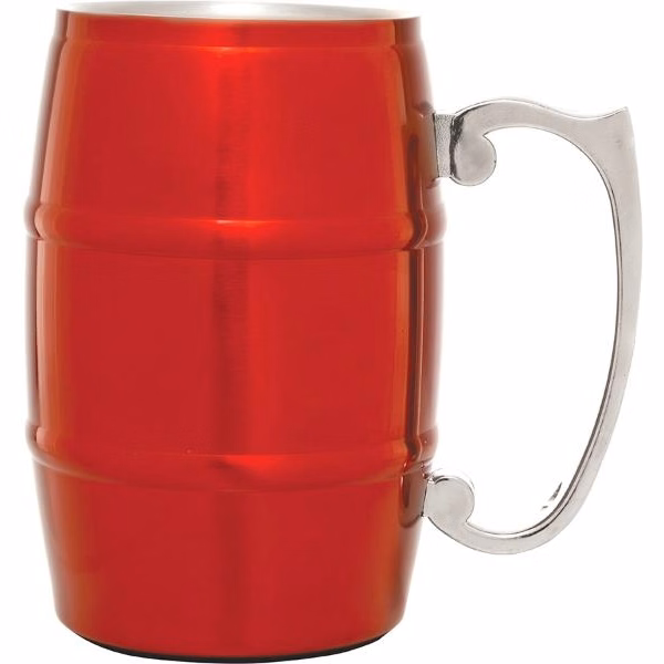 17 oz. Red Laser Engraved Stainless Steel Barrel Mug