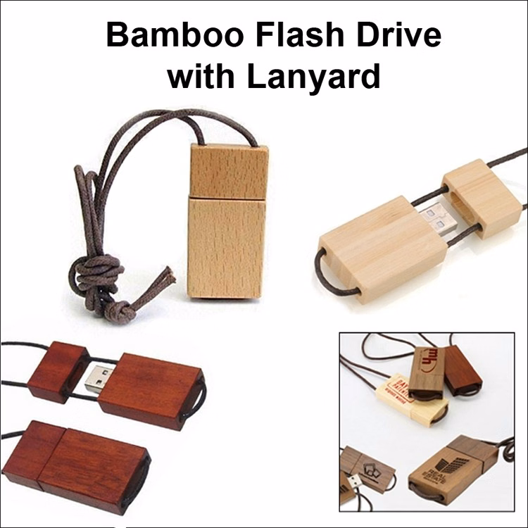 Bamboo Lanyard Flash Drive / USB - 1 GB