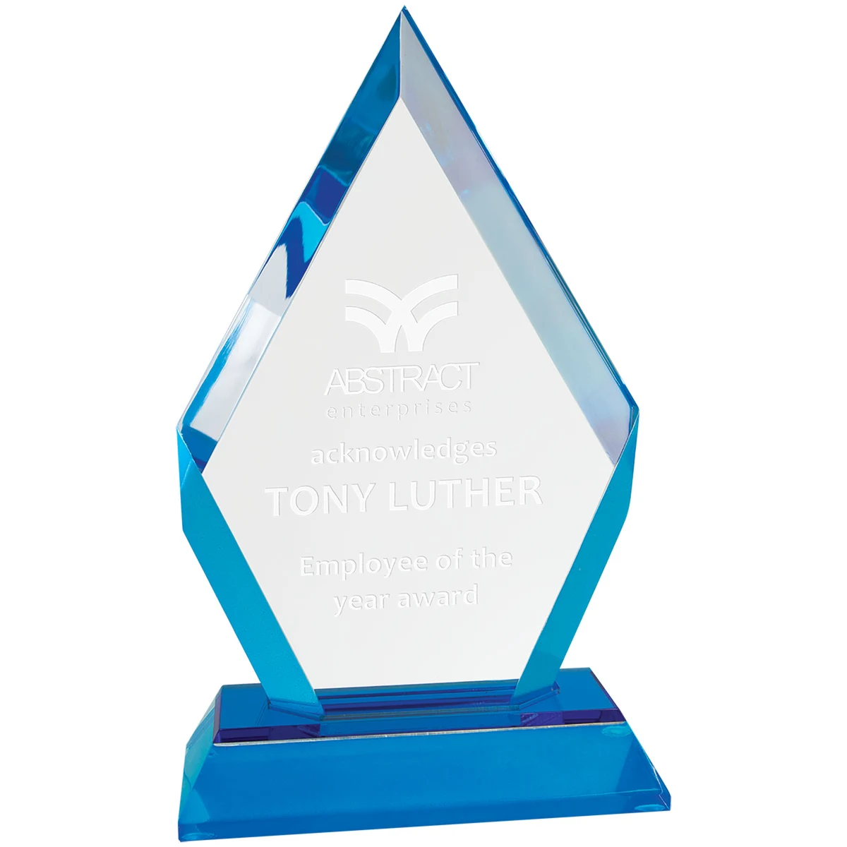 7" Bluee Frosted Base Diamond Award 1