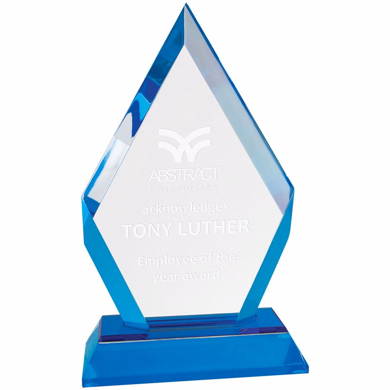7" Bluee Frosted Base Diamond Award
