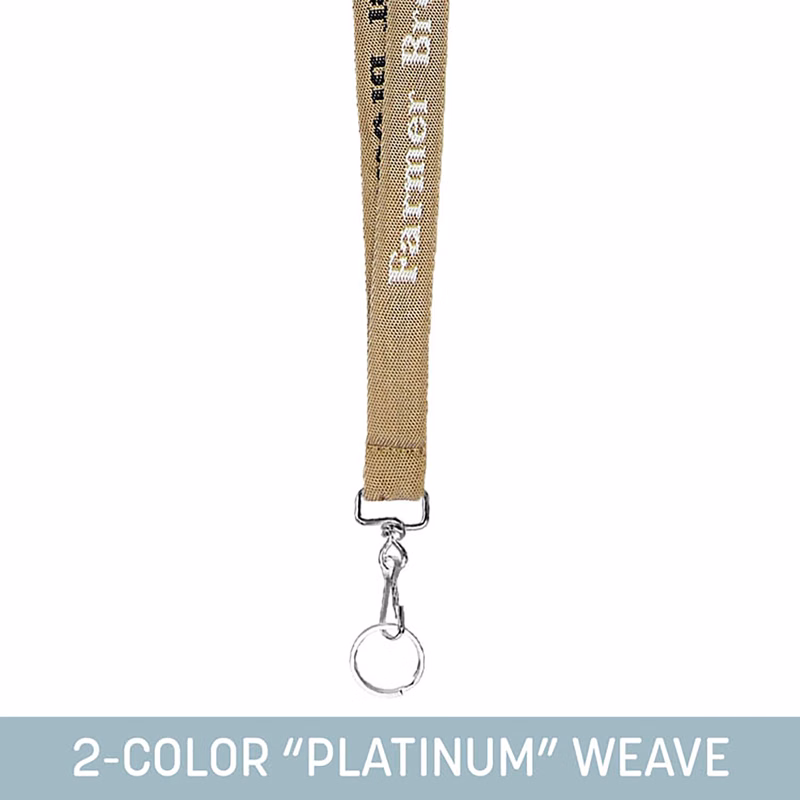3/4" Woven Lanyard w/ Swivel Snap & Split Ring - "Platinum" Weave