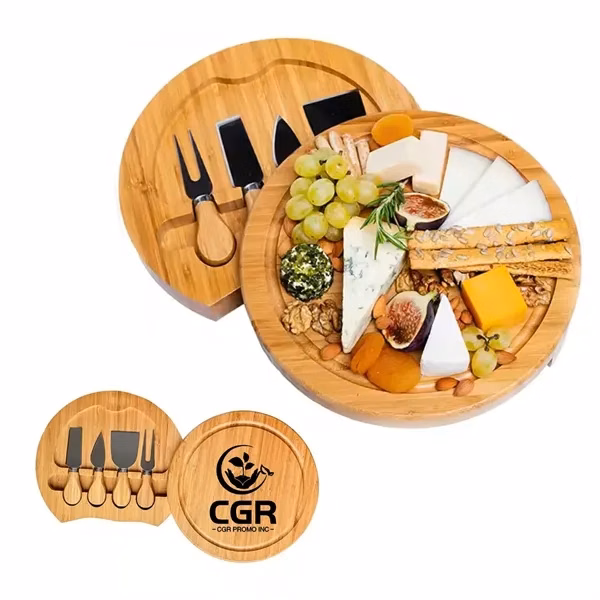 Elegant Bamboo Charcuterie Cheese Board Set