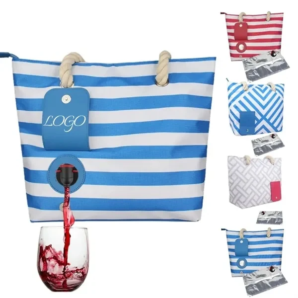 Beach Wine Tote Cooling Bag for Work, School and Travel 1