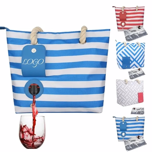Beach Wine Tote Cooling Bag for Work, School and Travel