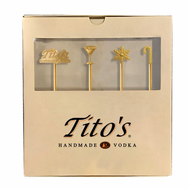 4-Pack Custom Molded Stainless Steel Cocktail Picks with Box