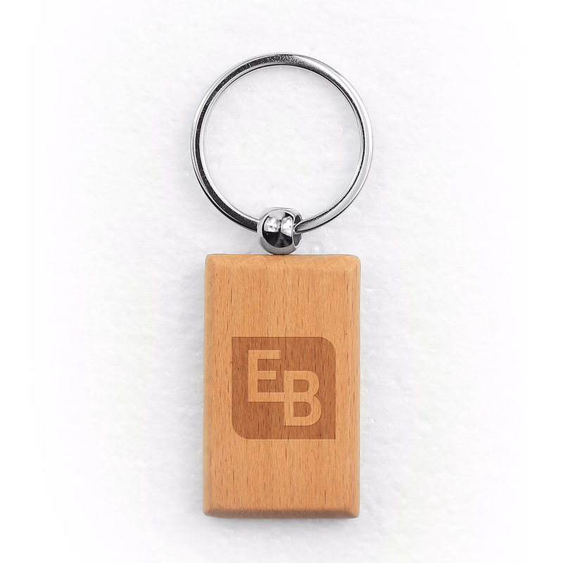 Oceanside Rectangular Wood Key Chain