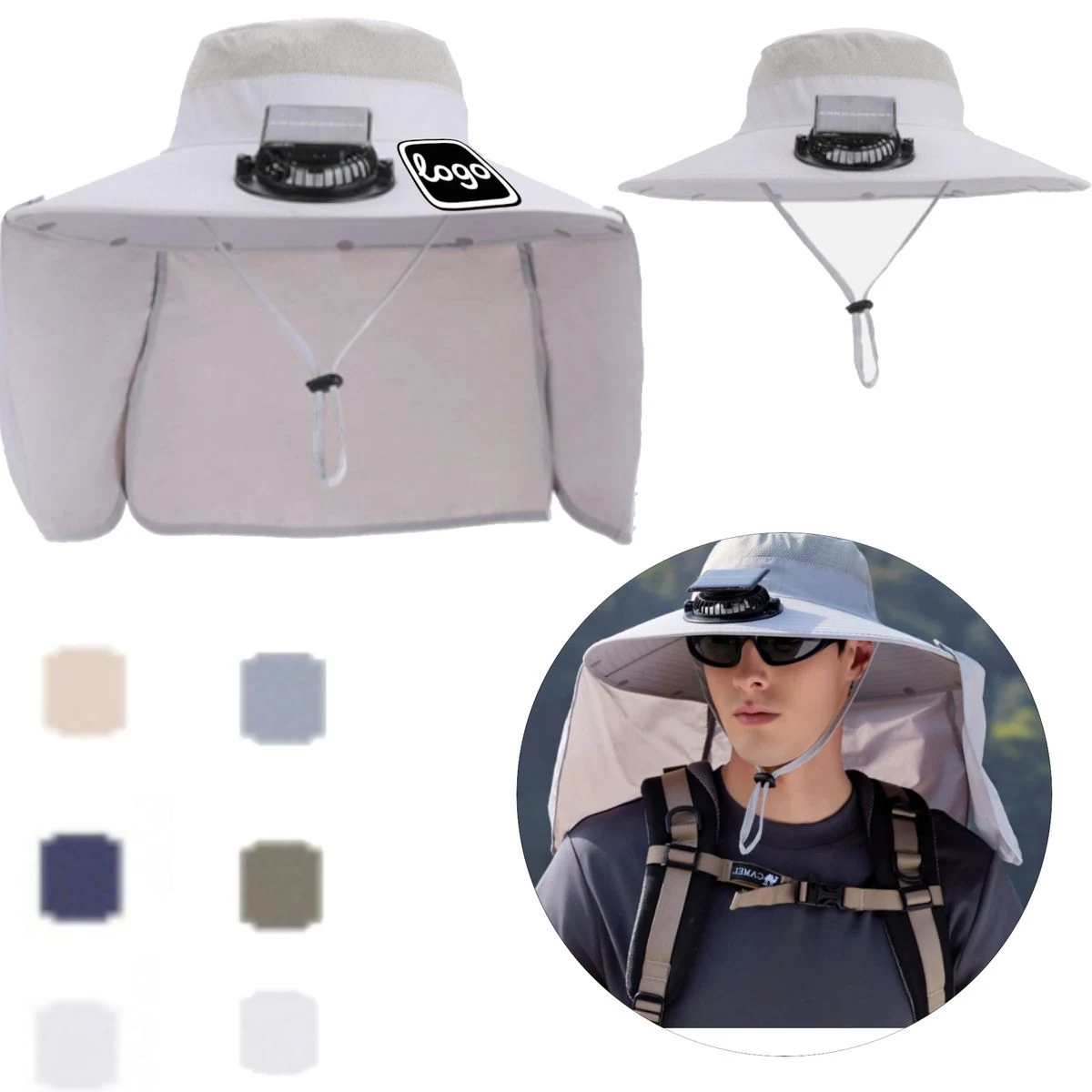 Hat Solar Fan With Neck Cover 1