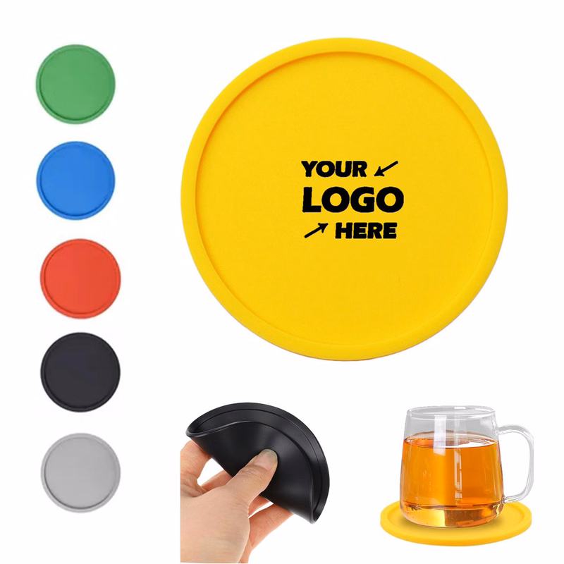 Round Silicone Coaster With Spill-Resistant Ring Cup