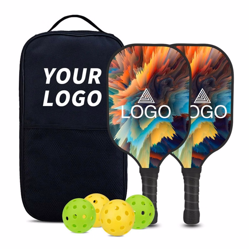 Full-Color Printed Pickleball Paddle Set W/Carrying Case
