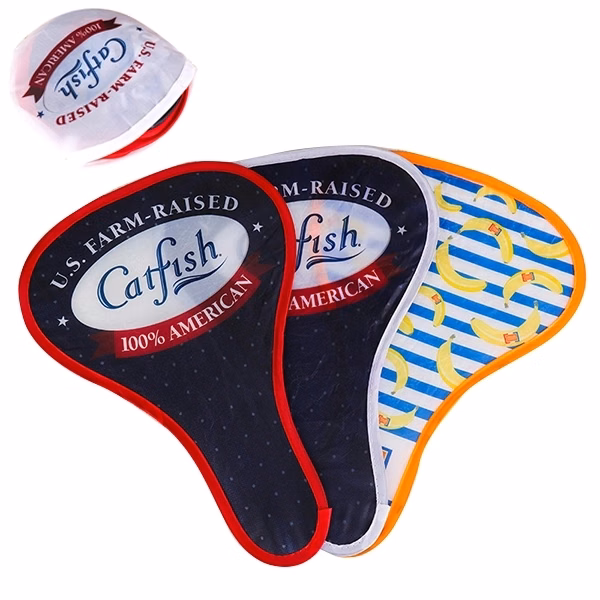 Full color T- shaped foldable fans with pouch