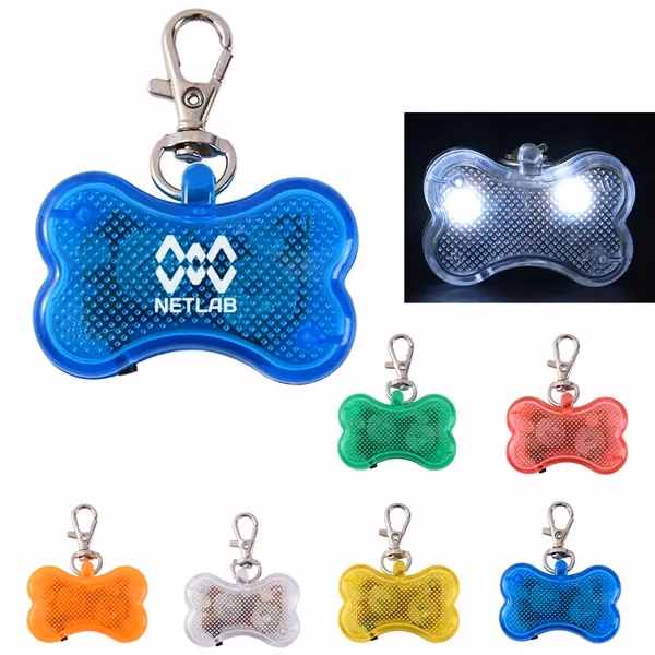Custom Plastic 1.77-inch Bone Shape Pet Strobe Tag with Light — Dog Safety Accessory