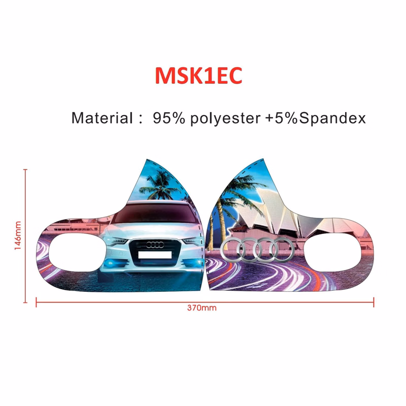 Safety Face Mask w/ Full Color Imprint Elastic Masks