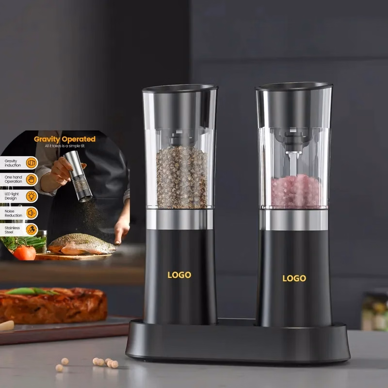 Gravity Rechargeable Salt Pepper Grinder with Charging Base
