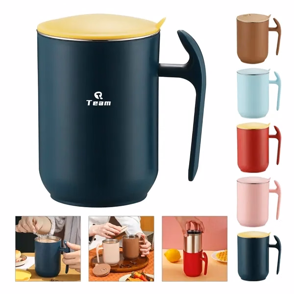 Custom 16.9 oz Stainless Steel Coffee Mug With Lid — Insulated Office & Travel