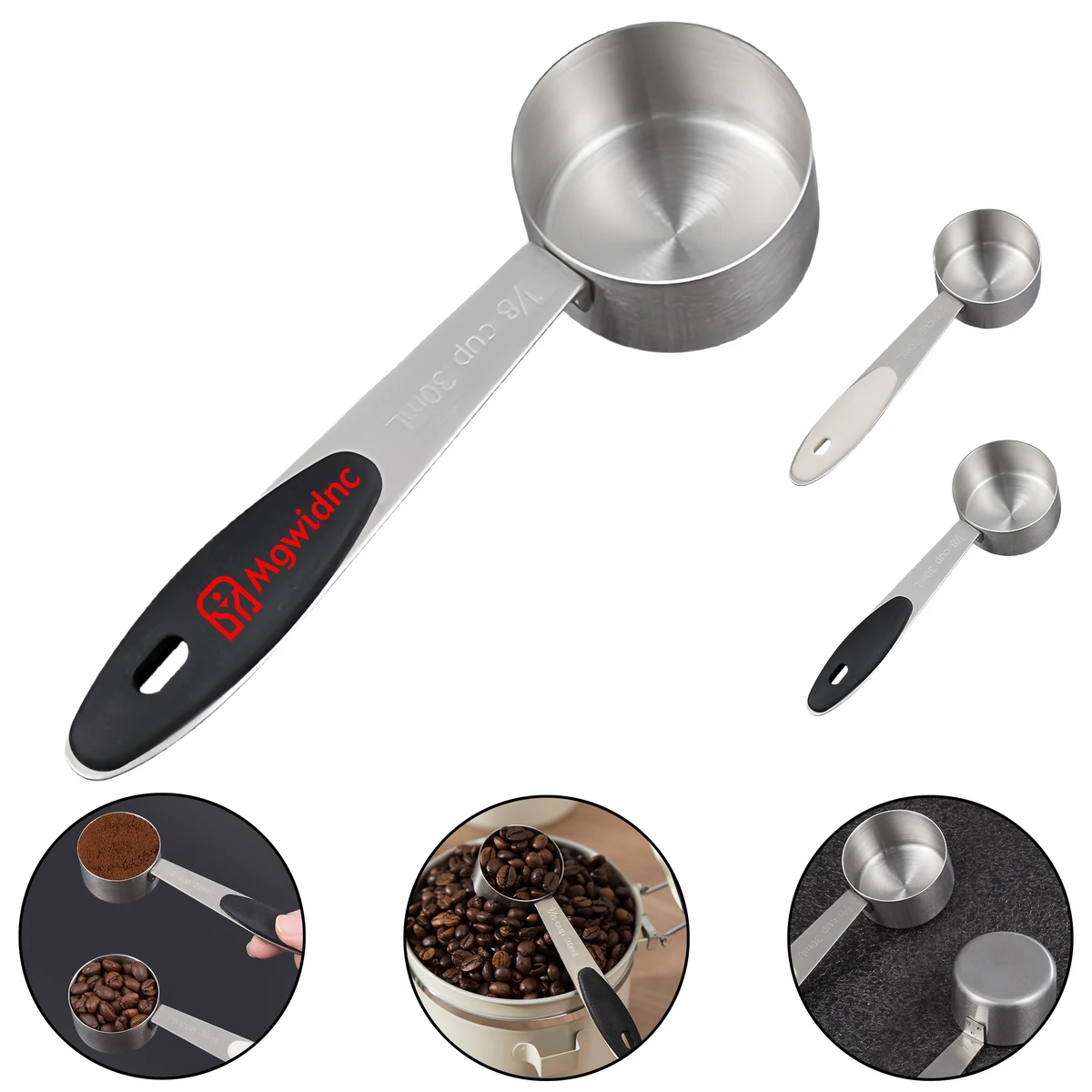 30ML Stainless Steel Coffee Scoop with Silicone Handle for Grounds 1