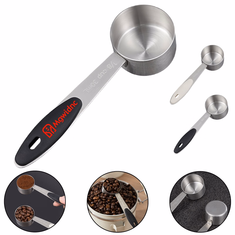 30ML Stainless Steel Coffee Scoop with Silicone Handle for Grounds