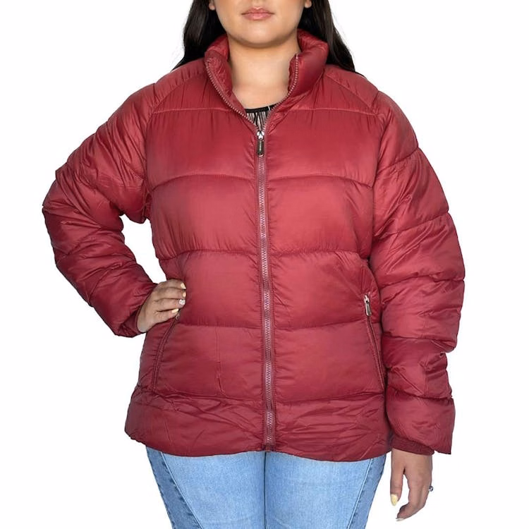 Women's Solid Puffer Jackets Burgundy S-XL