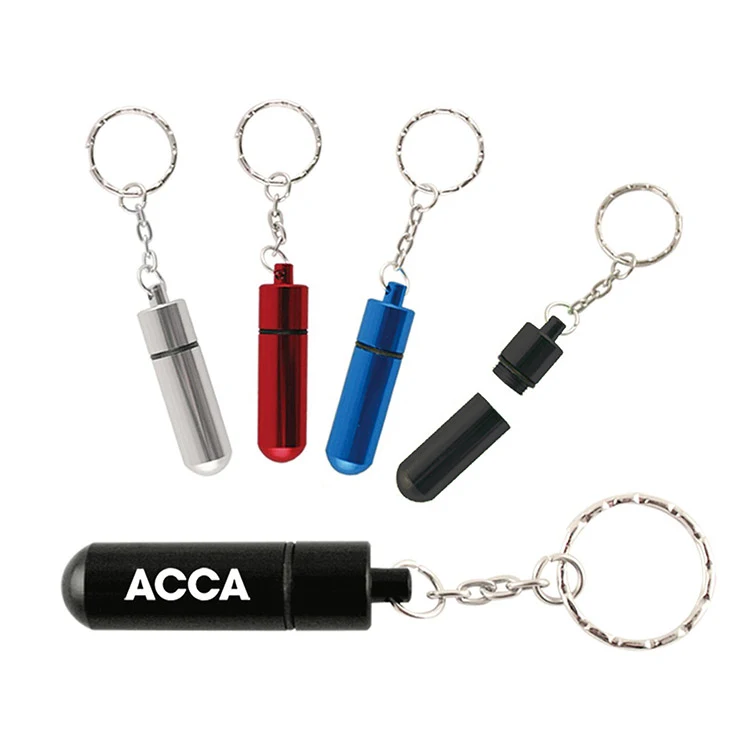 Aluminum Pill Tube, Pill Box W/Key Chain (keychain, key chains) 1