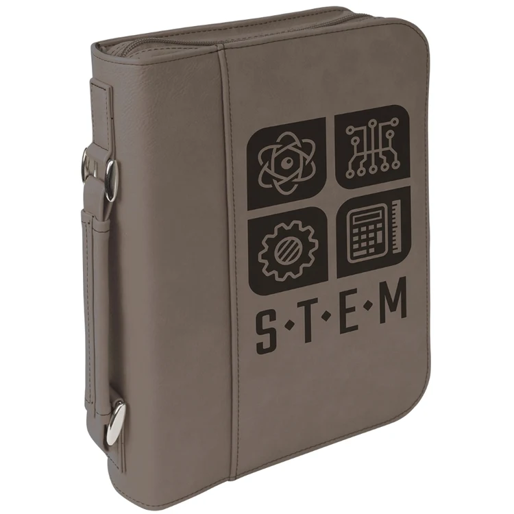 Custom Laser Engraved Gray Leatherette Book Cover 1