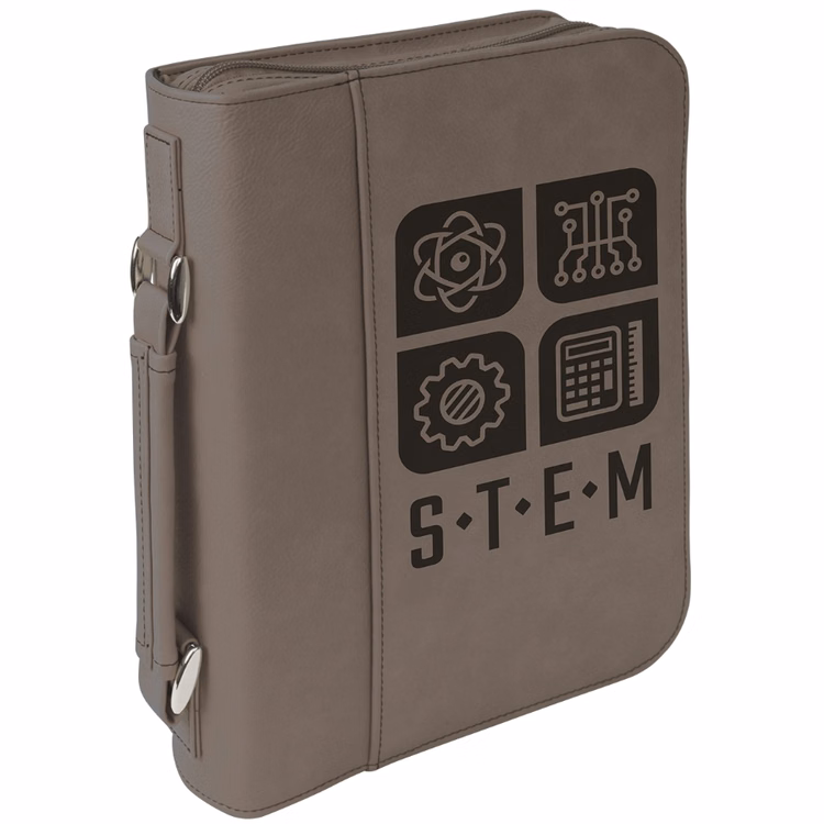 Custom Laser Engraved Gray Leatherette Book Cover