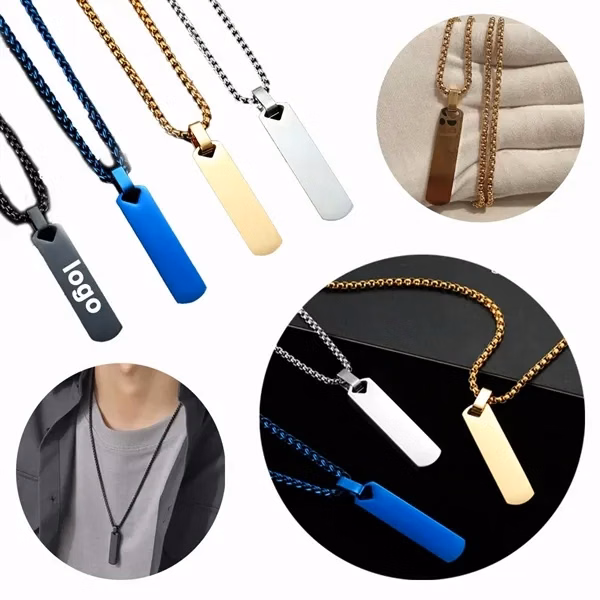 Custom Stainless Steel Minimalist Bar Necklace 24" — Executive Jewelry Accessory