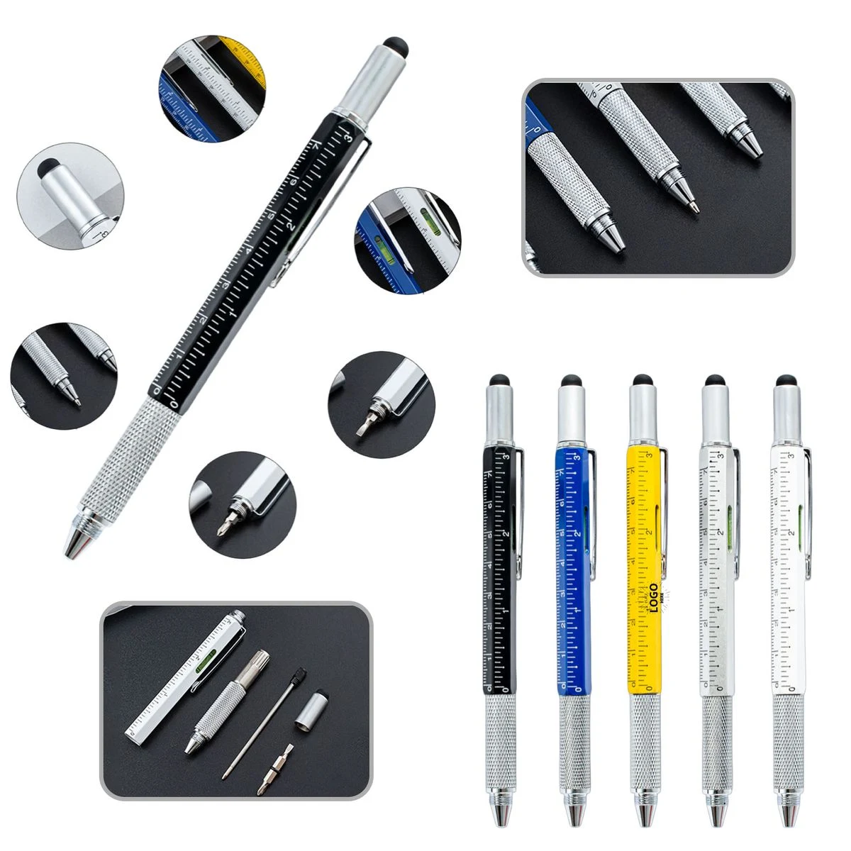 6-in-1 Metal Multitool Tool Stylus Ballpoint Pen 1