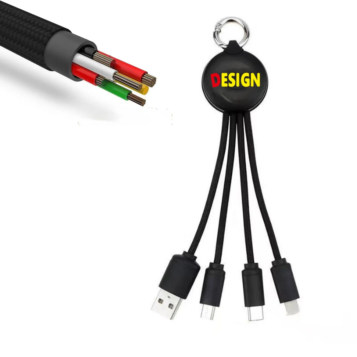 MOQ 20 USB 3-in-1 Keychain Charging Cable 1