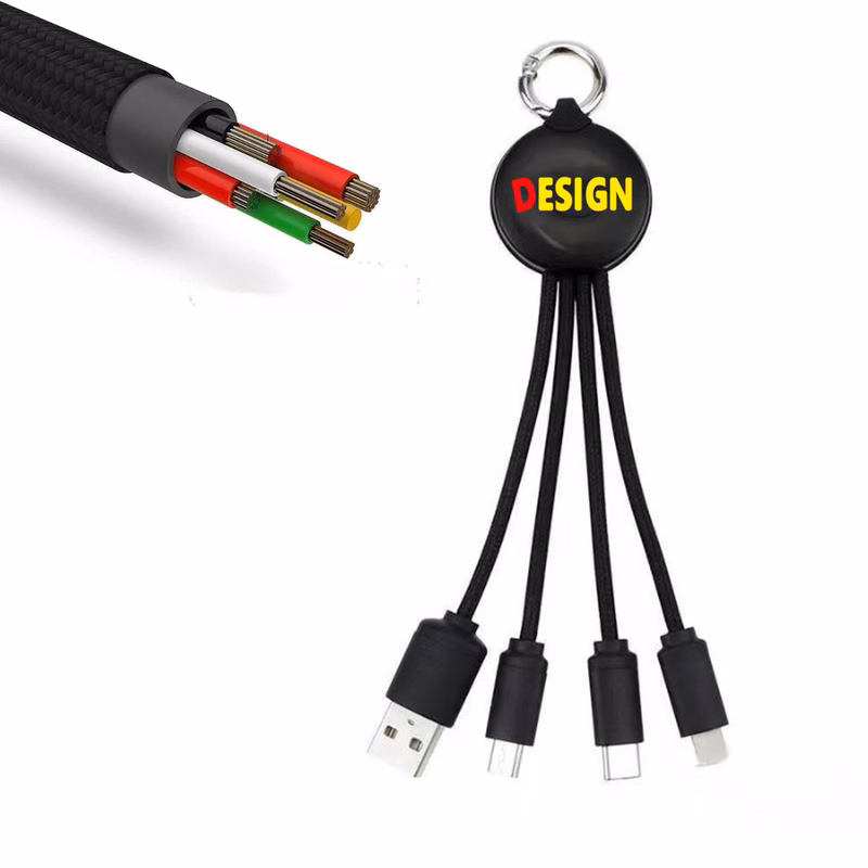 MOQ 20 USB 3-in-1 Keychain Charging Cable