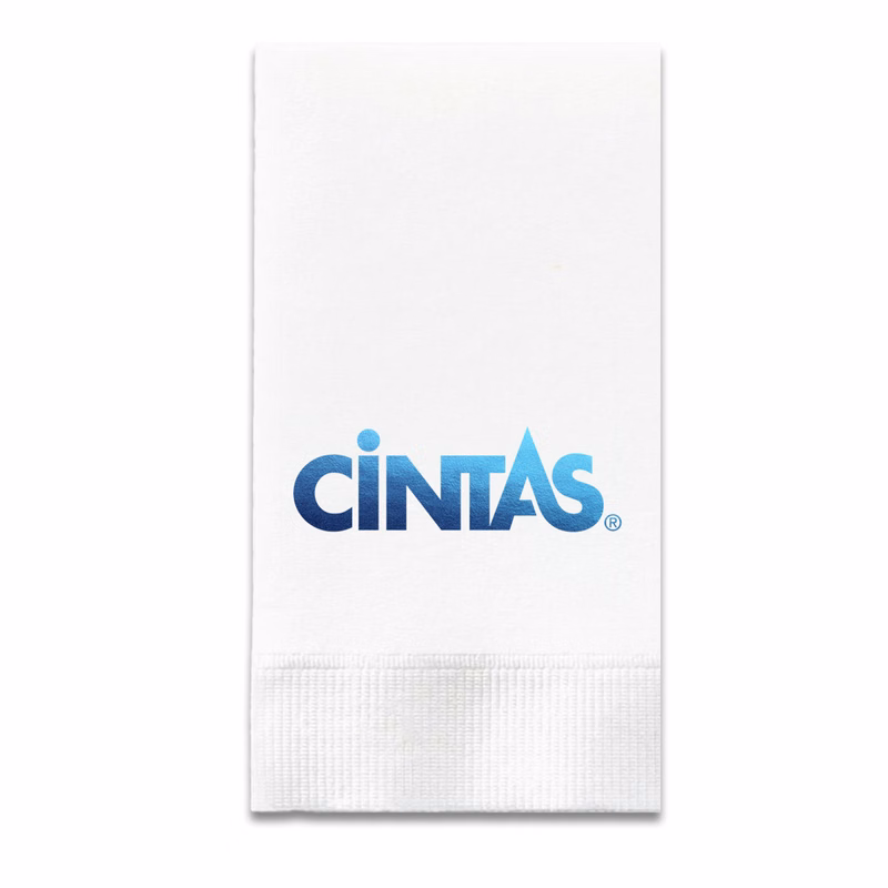 Foil Stamped 3-Ply White Dinner Napkin - 1/8 Fold