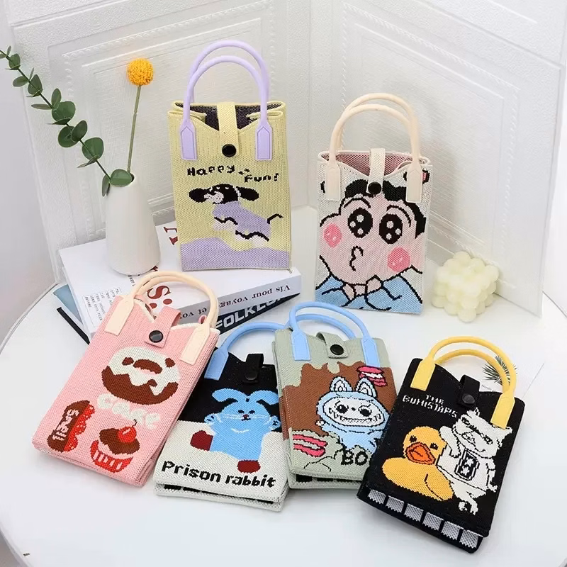 Knitted Tote&Crossbody Pouch