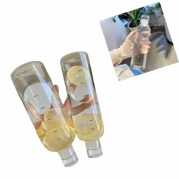 Water Bottle with Time Markers for Commutes, Fitness and Travel