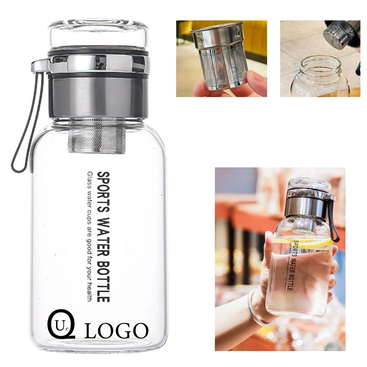 24 Oz Sport Glass Water Bottle 1