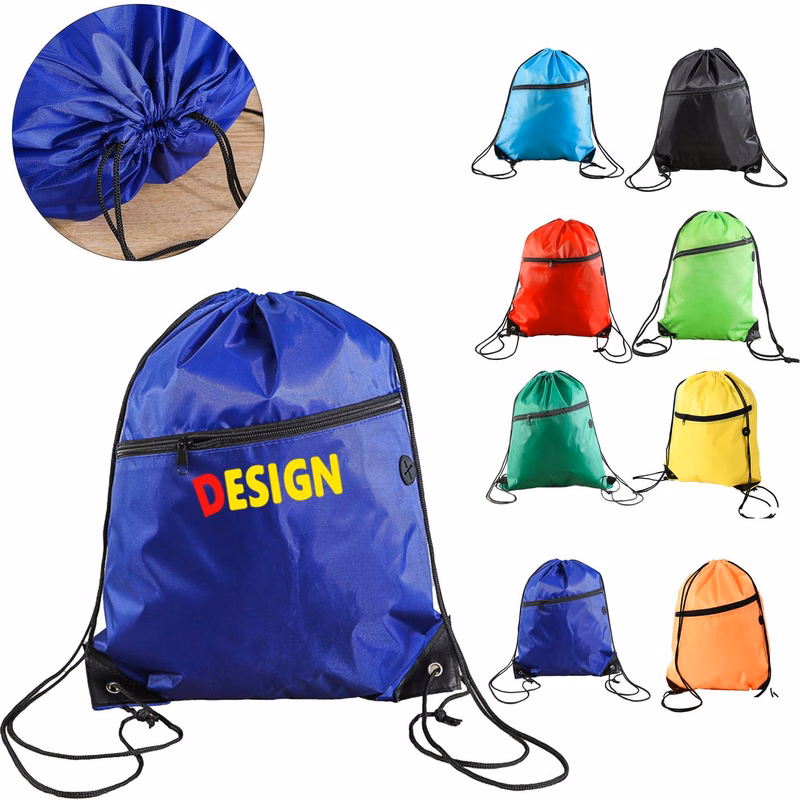 Zippered Polyester Drawstring Storage Bag
