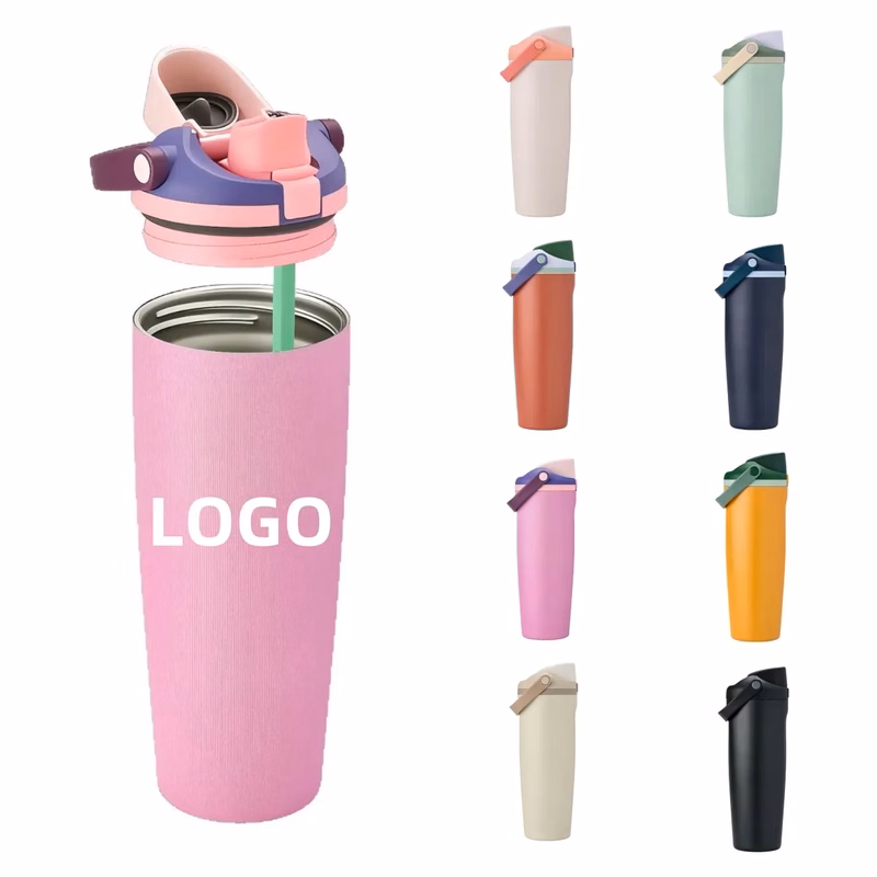 Stainless Steel 30oz Handheld Dual-Drinking Water Bottle