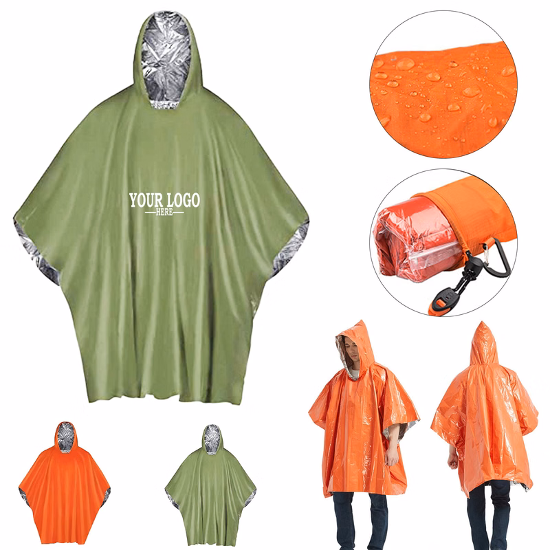 Gold Foil Thermal Emergency Rain Poncho