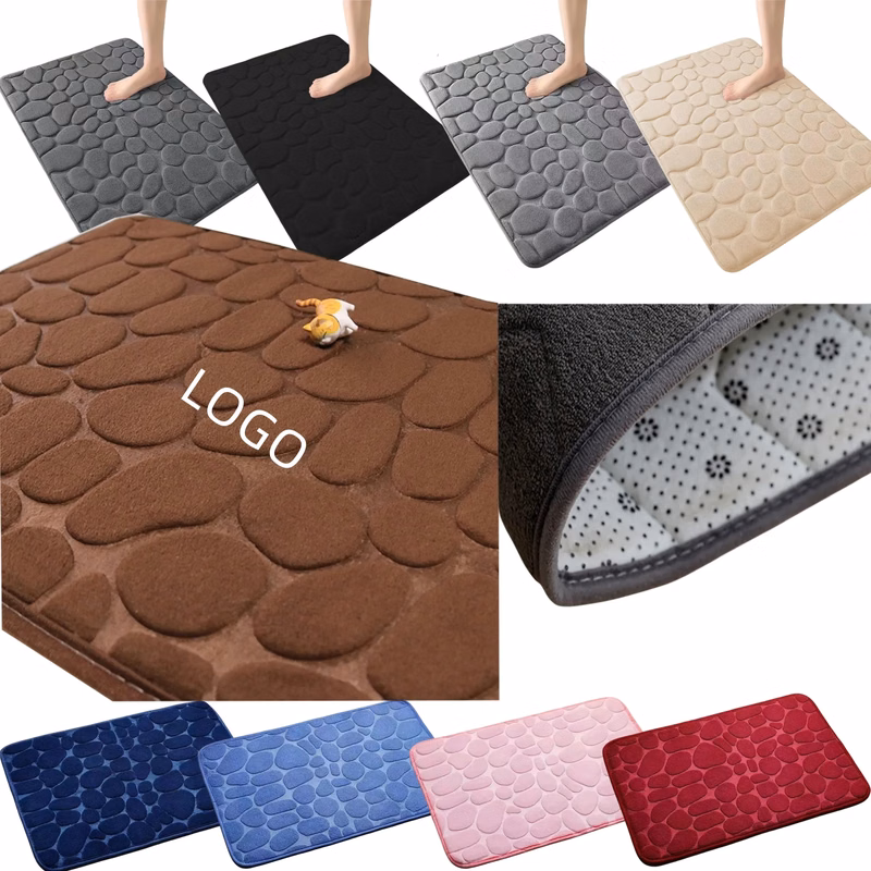 Classic Coral Fleece Rectangular Stone-patterned Floor Mat