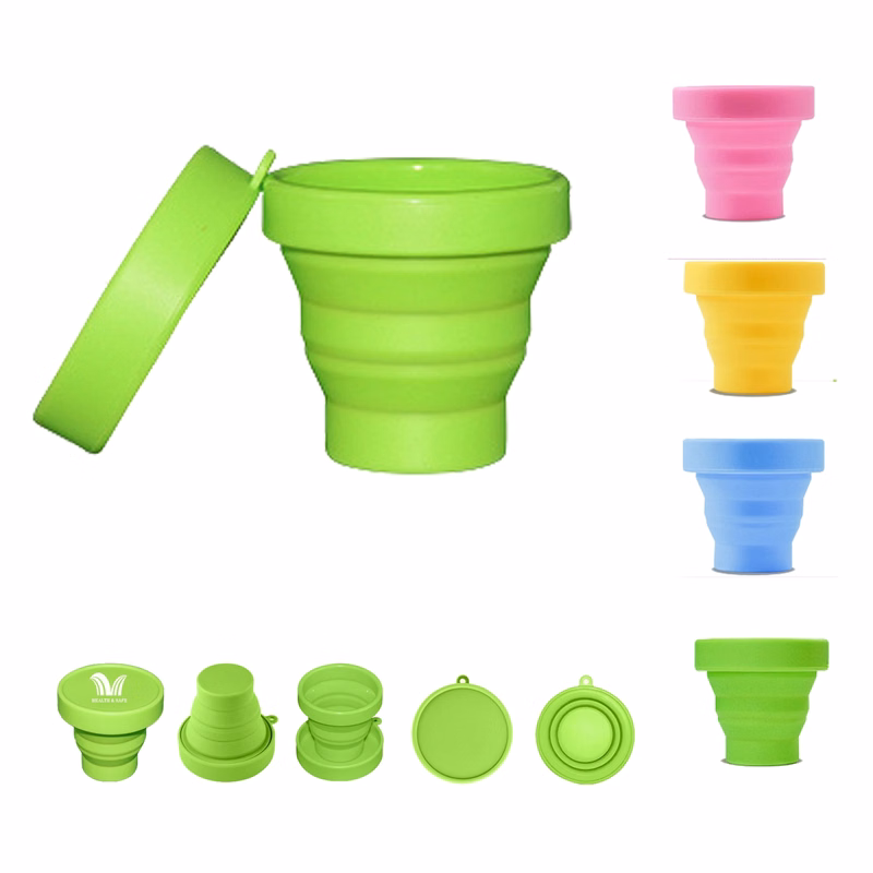 Collapsible Travel Silicone Cup Foldable Mugs Saucers 5.74oz