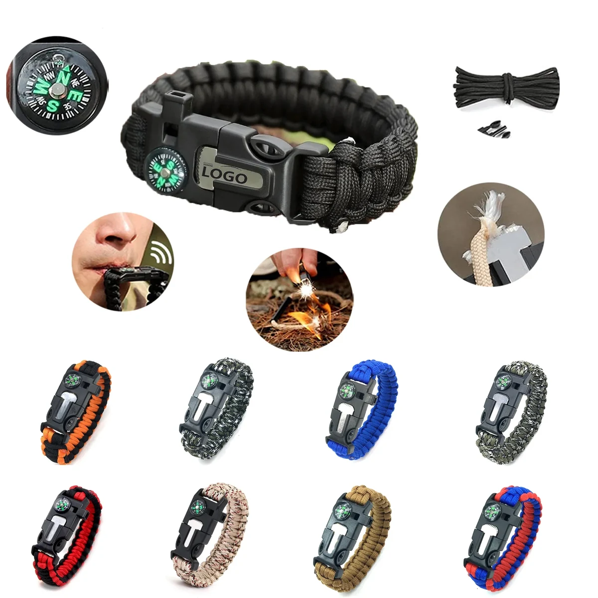 5-in-1 Outdoor Survival Rope Keychain 1