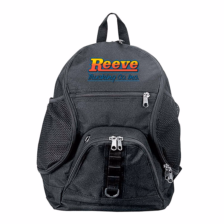 600D Polyester Wave Backpack w/ Four Zippered Compartments
