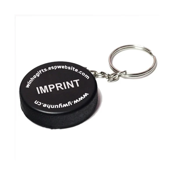 Hockey Puck Stress Reliever Keyring 1
