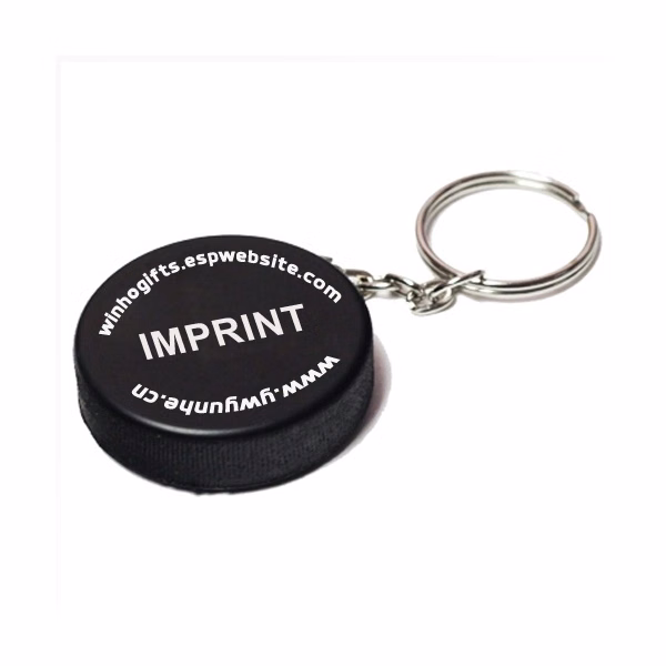 Hockey Puck Stress Reliever Keyring