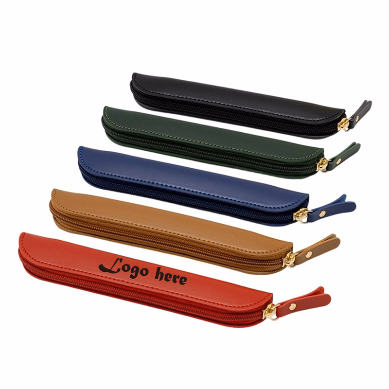 Solid Color Minimalist Leather Pen Case