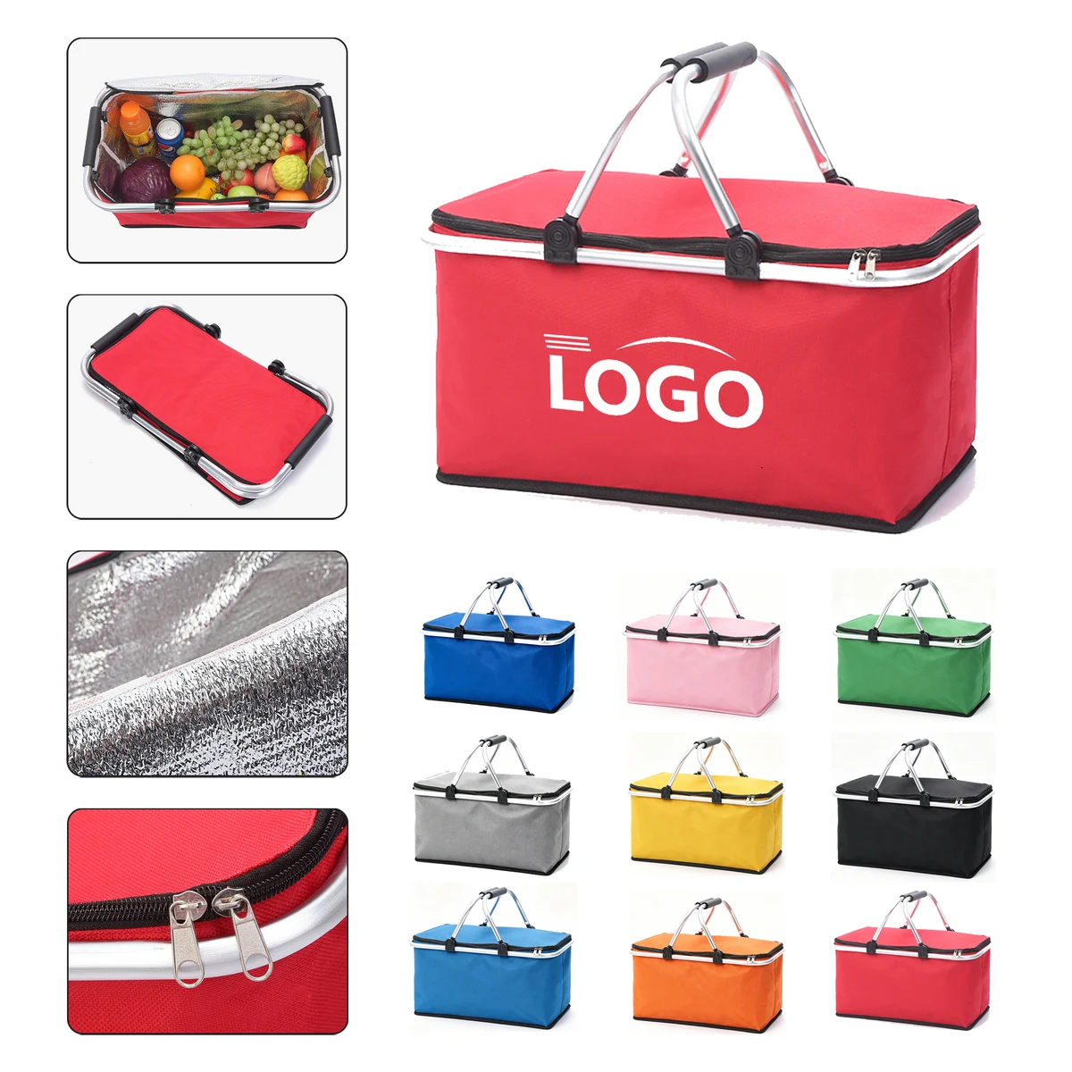 Oxford Cloth Insulated Folding Picnic Basket for Camping 1