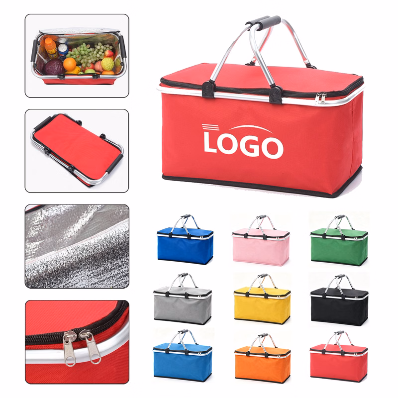 Oxford Cloth Insulated Folding Picnic Basket for Camping